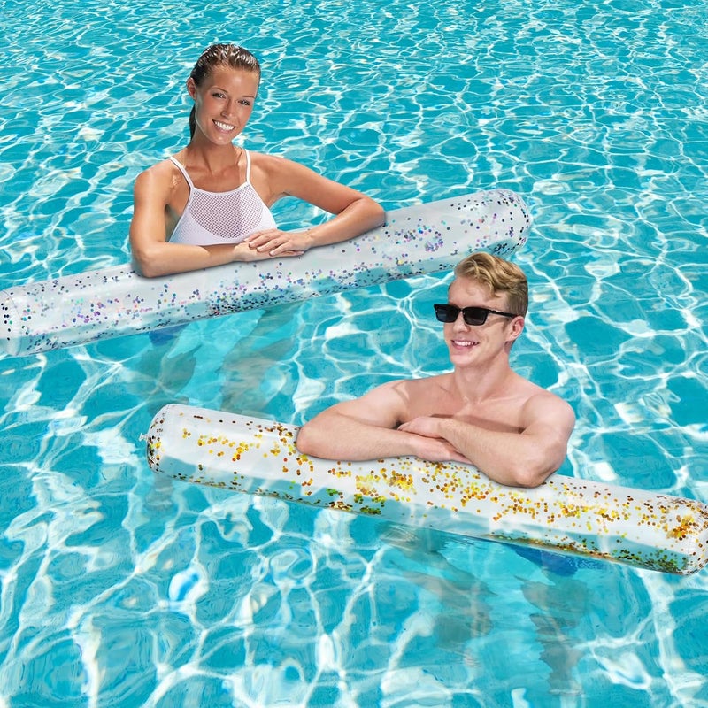 Willingfun Inflatable Pool Noodles, 2 Pack Pool Noodles Jumbo, Large Swim Noodles for Swimming, Floating, Patry, Decoration - Image 3